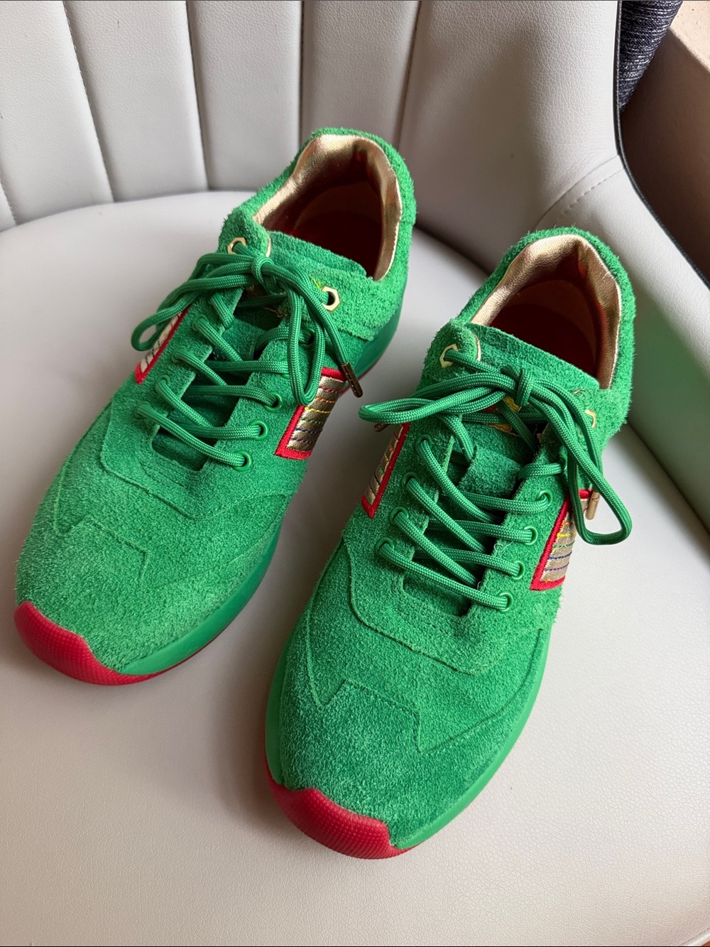 Freshy World Smoove "Rainbow" Trainers - Green Suede